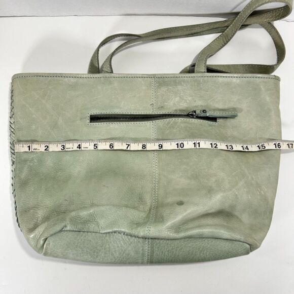 Willow Green Distressed Leather Shoulder Bag - Picture 4 of 13